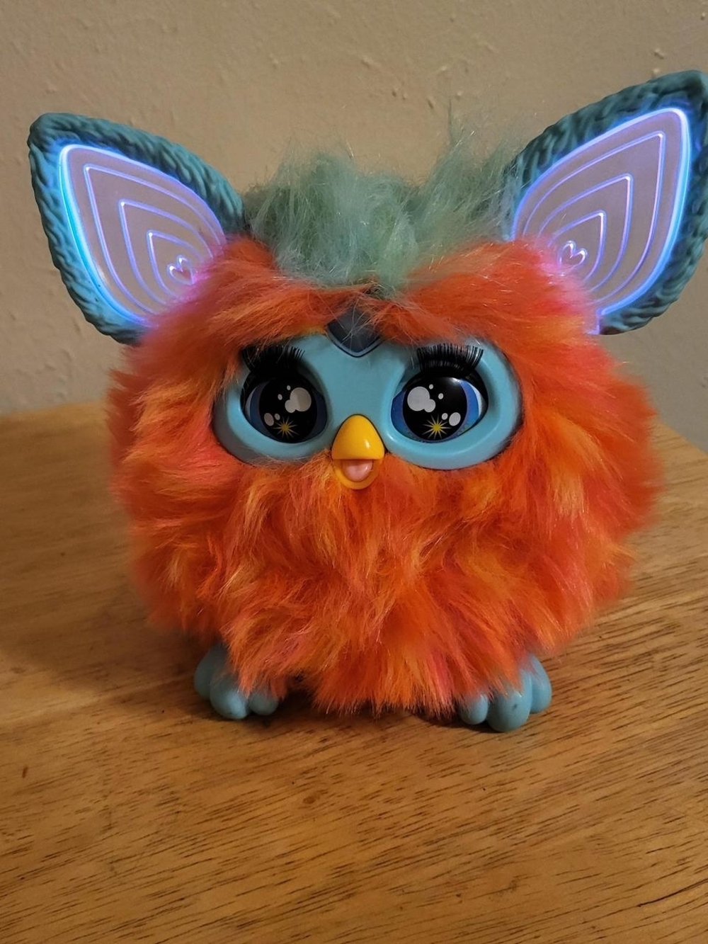 Interactive Furry Toy - Orange & Teal Light-Up Ears